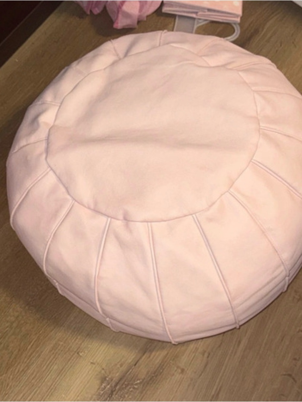 Round Pink Floor Pouf